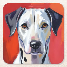 Dalmatiner | Hundmålning Husdjur Akvarell Underlägg Papper Kvadrat