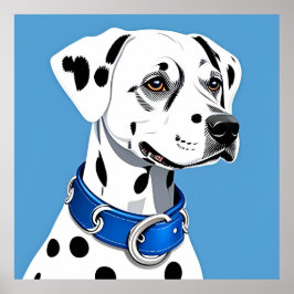 Dalmatiner Hundporträtt Med Blått Halsband Poster