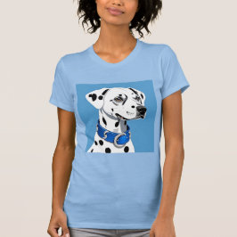 Dalmatiner Hundporträtt Med Blått Halsband T Shirt
