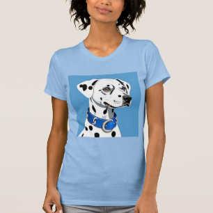Dalmatiner Hundporträtt Med Blått Halsband T Shirt