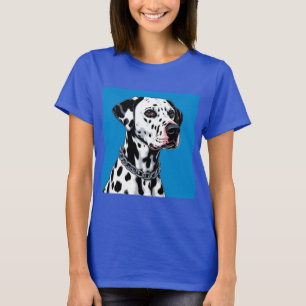 Dalmatiner Hundporträtt Mot Blå Bakgrund T Shirt