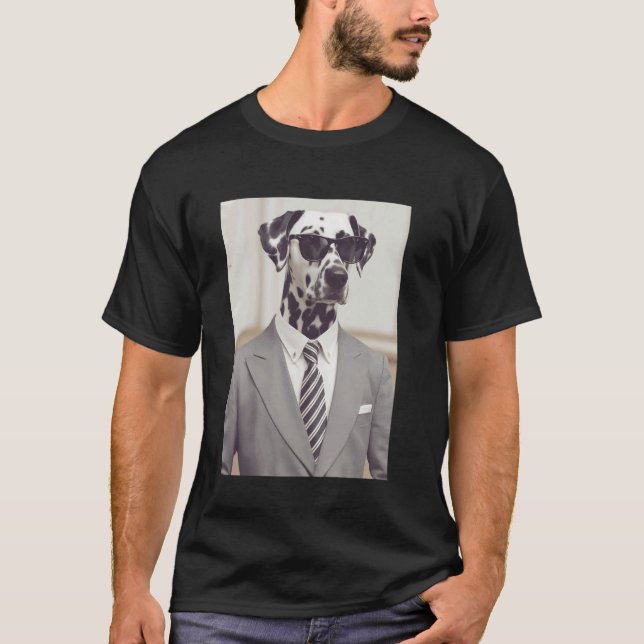 Dalmatiner i kostym rolig hund t shirt (Framsida)