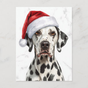 Dalmatiner i Santa mössa Vattenfärg Jul Helg Vykort