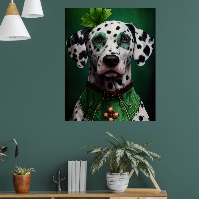 Dalmatiner i St. Patrick's Day-dräkt Poster (Vardagsrum 1)