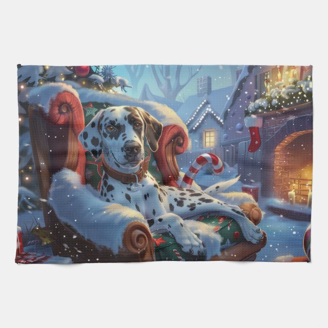 Dalmatiner Jul Festivitet Kökshandduk (Horisontell)