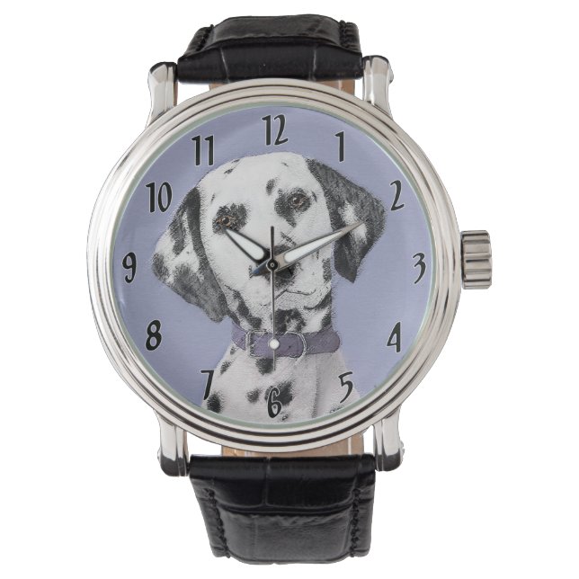 Dalmatiner-målning - Söt original hundkonst Armbandsur (Framsida)