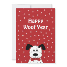 Dalmatiner med slips 'Happy Woof Year'
