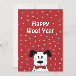Dalmatiner med slips 'Happy Woof Year' Julkort