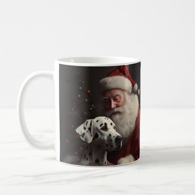 Dalmatiner med Tomte Festlig Jul Kaffemugg (Vänster)