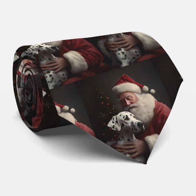 Dalmatiner Med Tomte Festlig Jul Slips (Rullad)