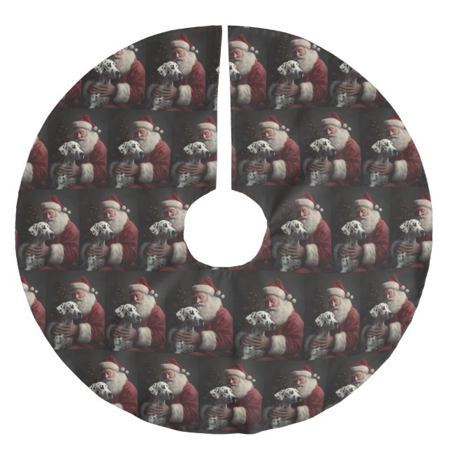 Dalmatiner med Tomte Julfirande Jul Julgransmatta Borstad Polyester (Framsidan)