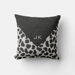 Dalmatiner Monogram Svart och Vita Tryck Kudde