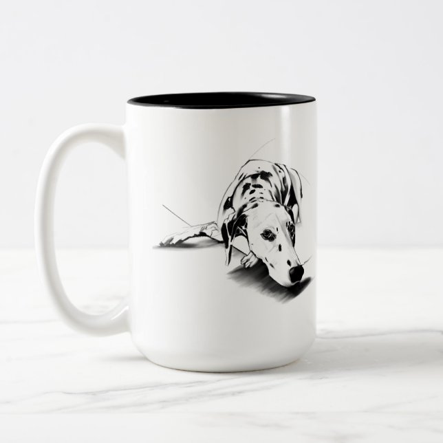 Dalmatiner-mugg – Kaffemugg med handritad fläckig  (Vänster)