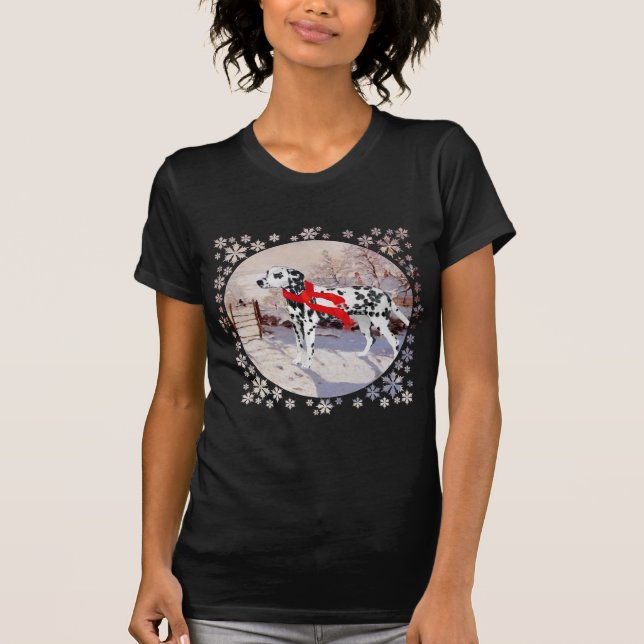 Dalmatiner och vinterns skata t-shirt (Framsida)