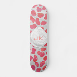 Dalmatiner Rosa och Vit med Monogram Skateboard Bräda 21,5 Cm