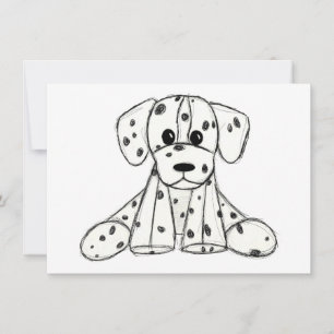 Dalmatiner stoppad hund ritning kontur enkel svart kort
