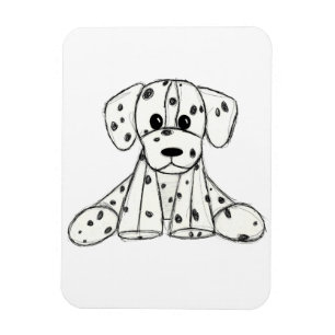 Dalmatiner stoppad hund ritning kontur enkel svart magnet