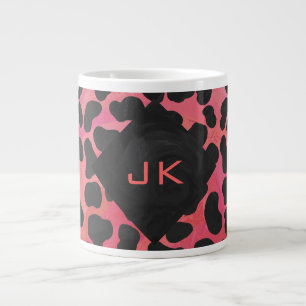 Dalmatiner svart och röd monogram jumbo mugg