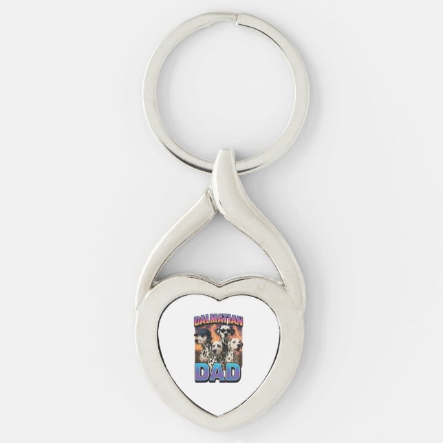 Dalmatiner Twisted Heart Silverfärgad Nyckelring (Framsidan)