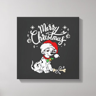Dalmatiner Valp Hund I En Jul Santa Hatt Jul  Canvastryck
