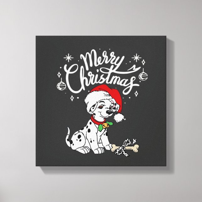 Dalmatiner Valp Hund I En Jul Santa Hatt Jul  Canvastryck (Framsida)