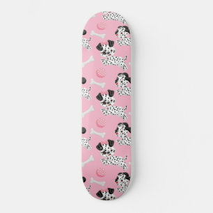 Dalmatiner Valpar Svarta Fläckar Rosa Leksaksboll Mini Skateboard Bräda 18,5 Cm