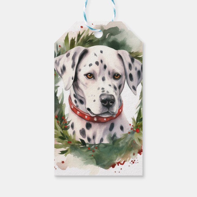 Dalmatinercrretdoft Hund på Julen Presentetikett (Baksidan)
