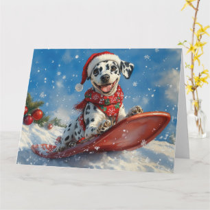 Dalmatinerhund i släde Låt det snöa jul Kort