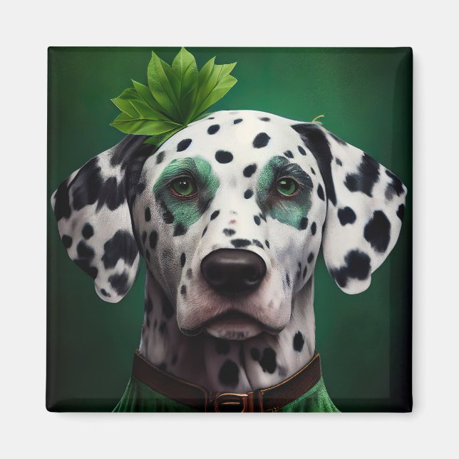 Dalmatinerhund i St. Patricks dag-kostym Magnet (Framsidan)