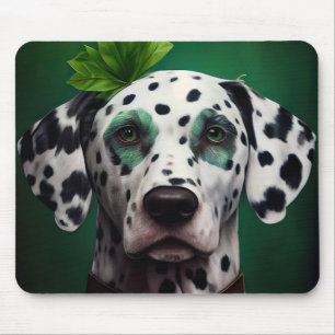 Dalmatinerhund i St. Patricks dag-kostym Musmatta