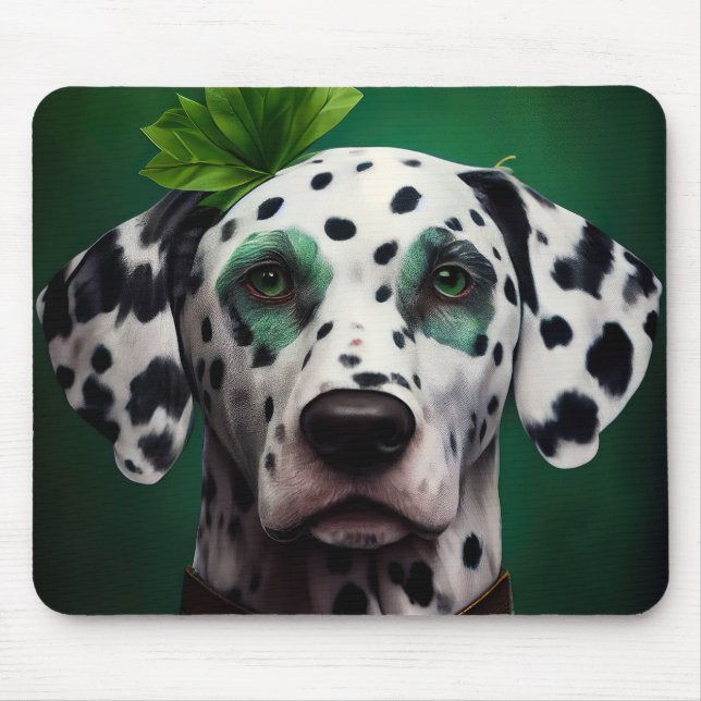 Dalmatinerhund i St. Patricks dag-kostym Musmatta (Framsidan)