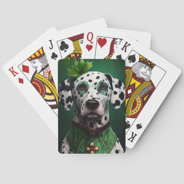 Dalmatinerhund i St. Patrick's Day-dräkt Casinokort (Baksidan)