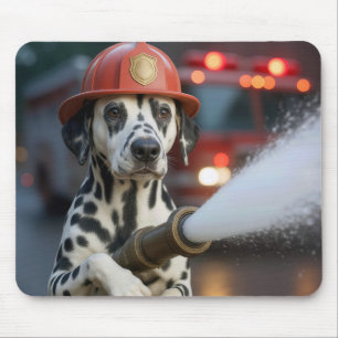 Dalmatinerhund med brandslang musmatta