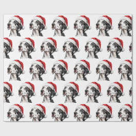 Dalmatinerhund med tomtehatt presentpapper