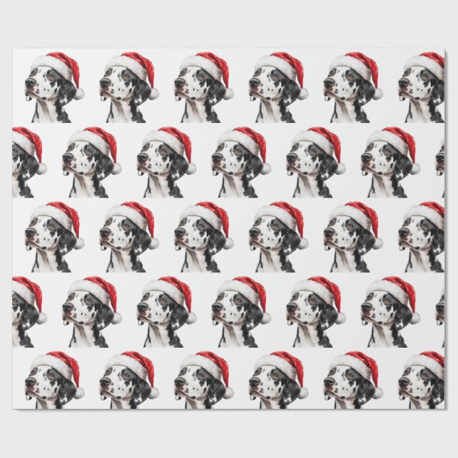 Dalmatinerhund med tomtehatt presentpapper (Platt)