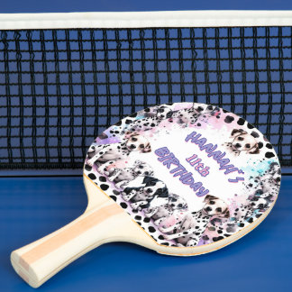 Dalmatinerhundar Lila Vattenfärg Födelsedagsfest Pingisracket