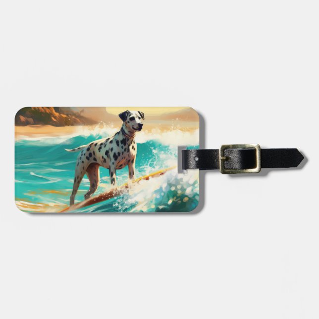 Dalmation Beach Surfing Målning Bagagebricka (Horisontell Framsida)