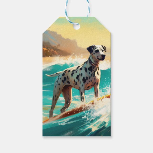 Dalmation Beach Surfing Målning  Presentetikett (Framsidan)