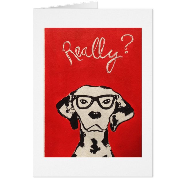 Dalmation i rött hälsningskort (Framsidan)