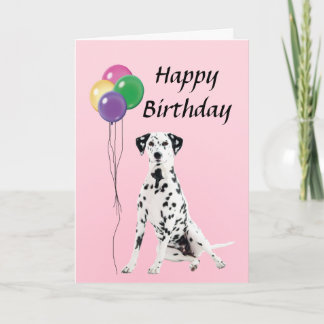 Dalmation med ballonggrattis på födelsedagen kort