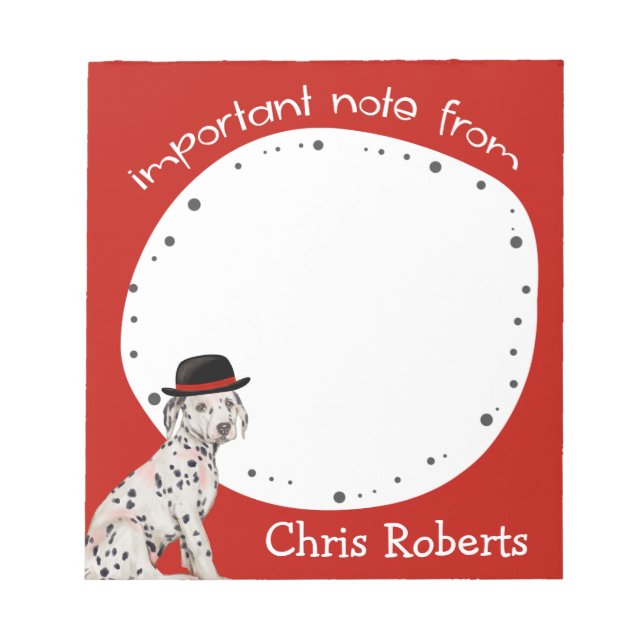 Dalmationr Black Hat Hund List Anteckningsblock (Framsida)