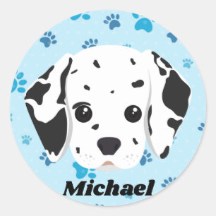Dalmatisk blå Personlig för utskrift Runt Klistermärke