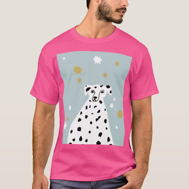 Dalmatisk Hund Abstrakt Illustration Art Rosa T Shirt (Framsida)