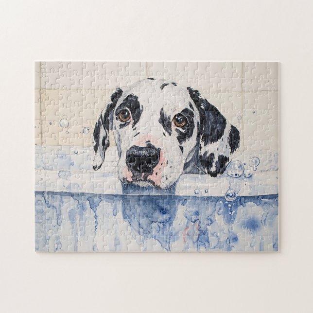 Dalmatisk Hund Bath Time Painting Pussel (Horisontell)