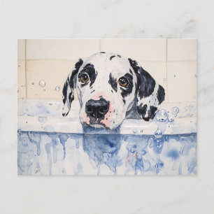 Dalmatisk Hund Bath Time Painting Vykort