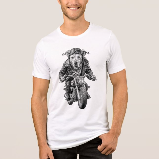 Dalmatisk Hund Biker T Shirt (Framsida)