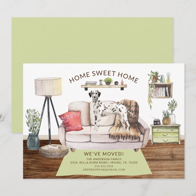 Dalmatisk Hund Flytta Announcement Inbjudningar (Fram/baksida)