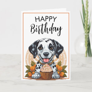 Dalmatisk Hund med Cupkaka Birthday Kort