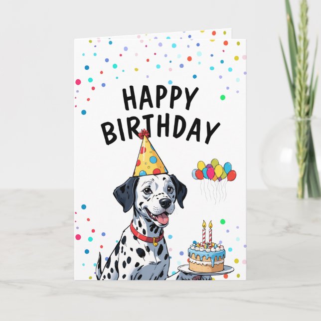 Dalmatisk Hund med kummelfödelsedag Kort (Framsida)