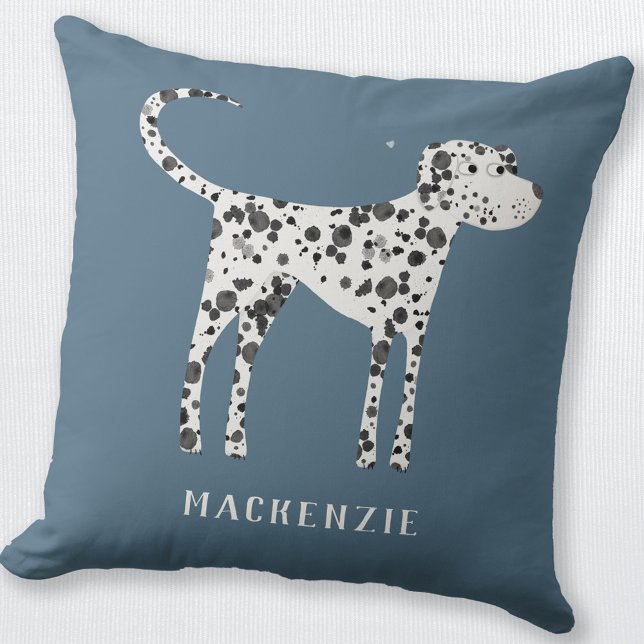 Dalmatisk Hund Personlig Kudde (Cute Dalmatian dog personalized name pillow for animal lovers)